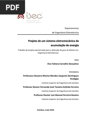 Projeto de um sistema eletromecânico de acumulação de energia