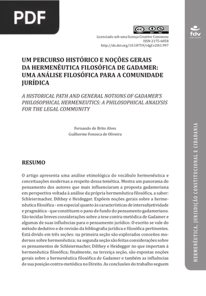 Um recurso histórico e noções gerais da hermenêutica filosófica de gadamer: Uma análise filosófica para a comunidade jurídica