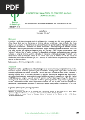 A estrutura psicológica do otimismo (Artigo)