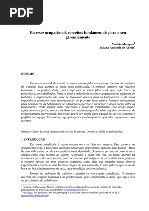 Estresse ocupacional, conceitos fundamentais para o seu gerenciamento