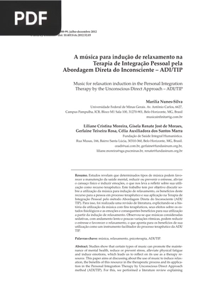 A música para indução de relaxamento na Terapia de Integração Pessoal pela Abordagem Direta do Inconsciente – ADI/TIP
