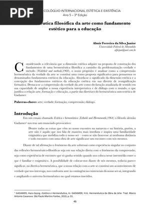 A hermenêutica filosófica da arte como fundamento estético para a educação