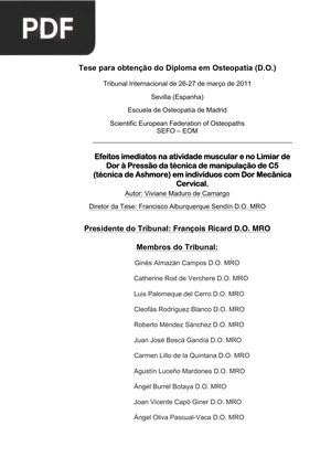 Efeitos imediatos na atividade muscular e no Limiar de Dor à Pressão da técnica de manipulação de C5 (técnica de Ashmore) em indivíduos com Dor Mecânica Cervical.