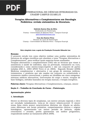 Terapias Alternativas e Complementares em Oncologia Pediátrica (Artigo)