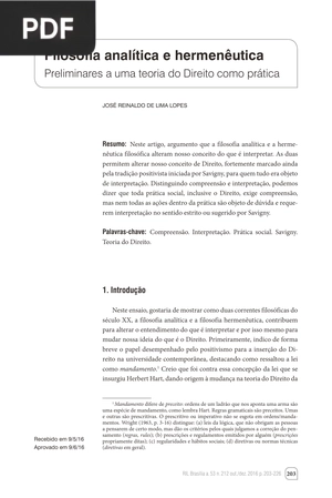 Filosofia analítica e hermenêutica