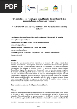 Um estudo sobre reciclagem e reutilização de resíduos têxteis descartados da indústria de vestuário