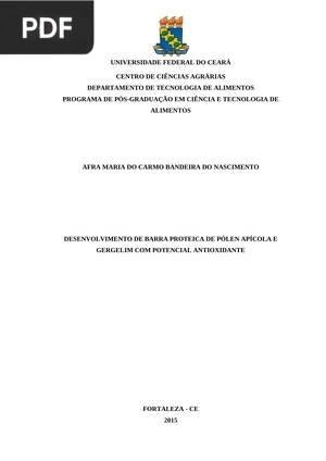 Desenvolvimento de barra proteica de pólen apícola e gergelim com potencial antioxidante