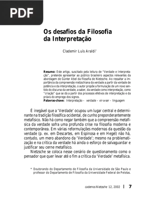 Os desafios da Filosofia da Interpretação (Artigo)