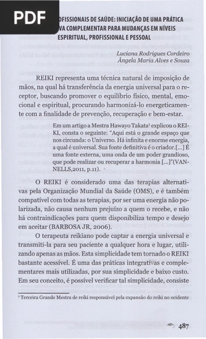 Reiki com professional de saúde