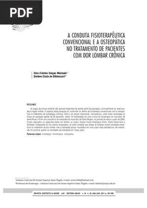 A conduta fisioterapêutica convencional e a osteopática no tratamento de pacientes com dor lombar crônica (Artigo)
