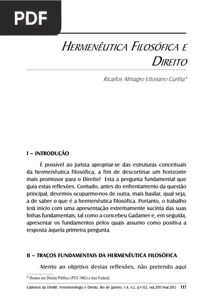 Hermenêutica Filosófica e Direito (Artigo)