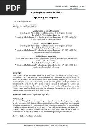 A apiterapia e o veneno da abelha