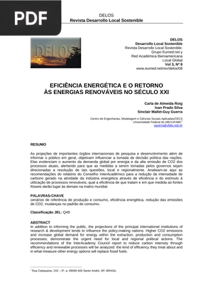 Eficiência energética e o retorno ás energias renováveis no século XXI (Artigo)