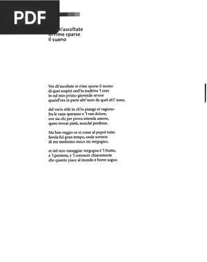 Voi ch'ascoltate in rime sparse il suono (Você que ouve em rimas dispersas o som)