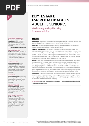 Bem-estar e espiritualidade em adultos seniores