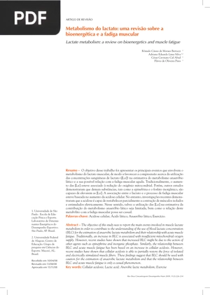 Metabolismo do lactato: uma revisão sobre a bioenergética e a fadiga muscular (Artigo)