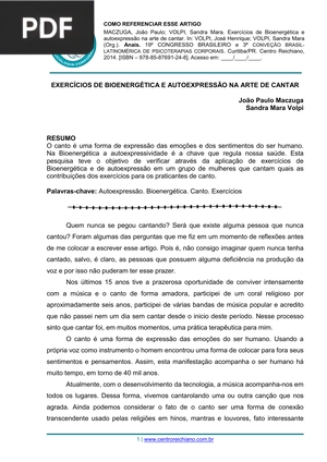 Exercícios de bioenergética e autoexpressão na cantar (Artigo)