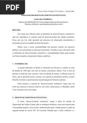 O desafio do desenvolvimento sustentável