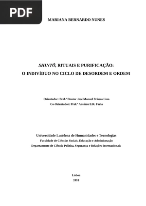 Shintō, Rituais e Purificação: o Indivíduo no Ciclo de Desordem e Ordem