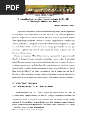 A Importância das Invasões Mongóis ao Japão do Séc. XIII Na Construção do Guerreiro Samurai