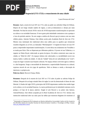 A Paris Regencial (1715-1723) - o renascimento de uma cidade