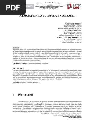 A Logística Da Fórmula 1 No Brasil