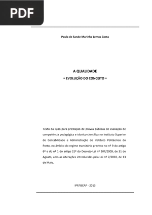 A Qualidade - Evolução Do Conceito