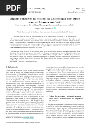 Alguns conceitos no ensino da Cosmologia que quase sempre levam a confusão
