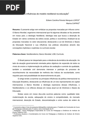 As influências do modelo neoliberal na educação