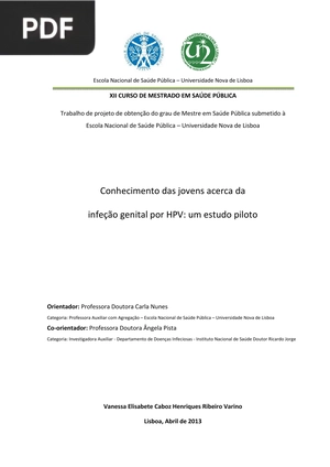 Conhecimento das jovens acerca da infeção genital por HPV - um estudo piloto