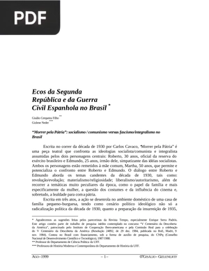 Ecos da Segunda República e da Guerra Civil Espanhola no Brasil