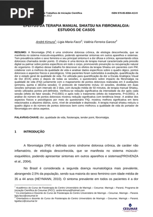 Efeitos Da Terapia Manual Shiatsu Na Fibromialgia - Estudos de Caso