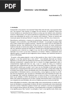 Estoicismo - Uma Introducao