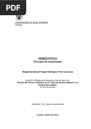 Hidrostática - Princípio De Arquimedes