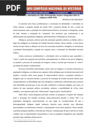 Identidades e alteridades no Chile: historiografia, ensaios e fotografias sobre os indígenas (1860-1910)