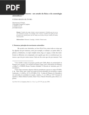 Natureza  e  Movimento - um  estudo da física e da cosmologia aristotélicas