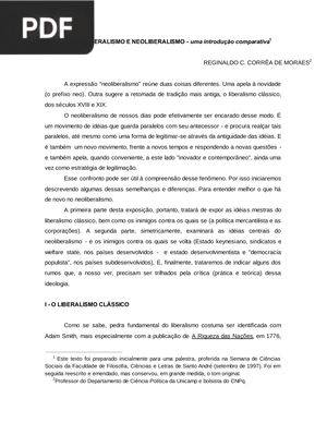 Neoliberalismo - de onde vem, para onde vai?