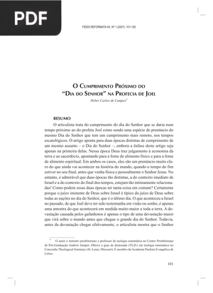 O Cumprimento Próximo Do “Dia Do Senhor” Na Profecia De Joel