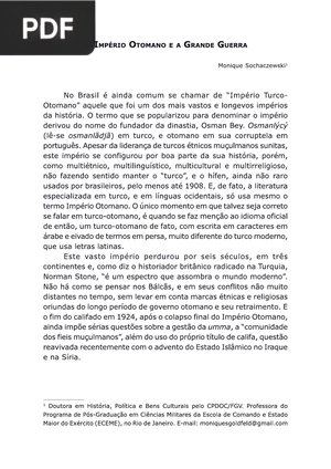 O Império Otomano E A Grande Guerra Guerra