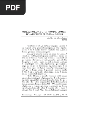 O Próximo Papa E O Fim Próximo Do Mundo - A Profecia De São Malaquias