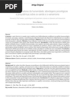 Os primeiros curadores da humanidade - abordagens psicológicas e psiquiátricas sobre os xamãs e o xamanismo