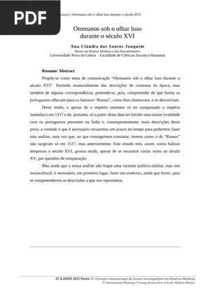 Otomanos sob o olhar luso durante o século XVI