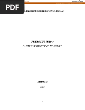 Puericultura -  Olhares E Discursos No Tempo