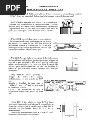 Série De Exercícios – Hidrostática