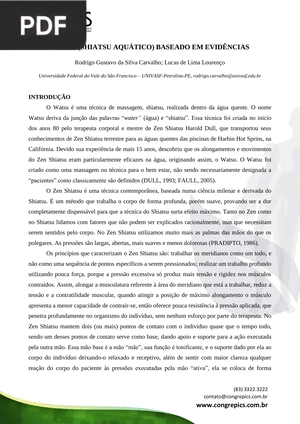 Watsu (Shiatsu Aquático) Baseado Em Evidências