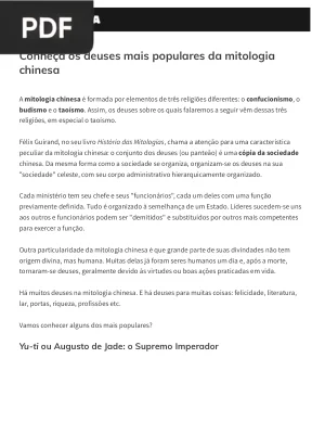 Deuses mais Populares da Mitologia chinesa