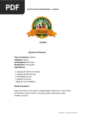 Receitas Típicas Judaicas